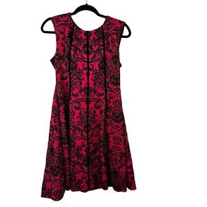 Roz & Ali Red Velvet Barocke Flare Dress Size 8